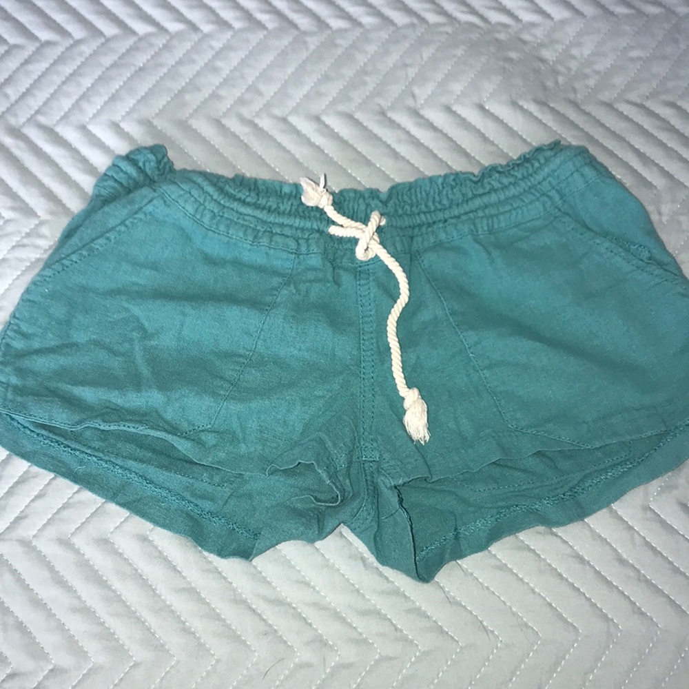 Roxy teal linen shorts